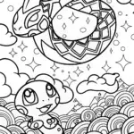 Rayquaza and Celebi Friendship Coloring Page
