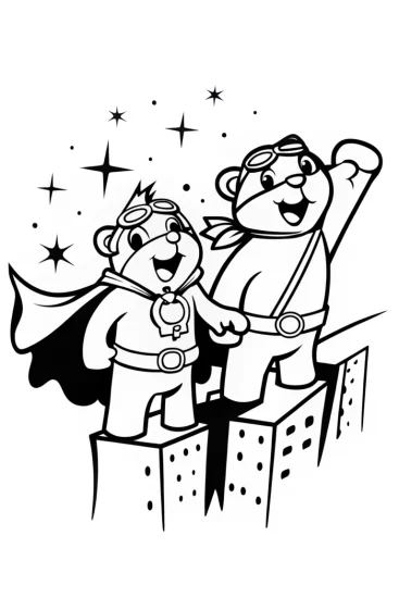 A coloring page of The Crime-Fighting Ferret Duo Coloring Page