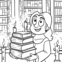 Belle’s Magical Library Coloring Page