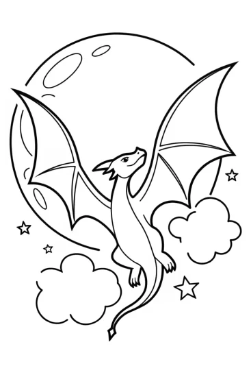 A coloring page of Charizard’s Moonlit Flight Coloring Page
