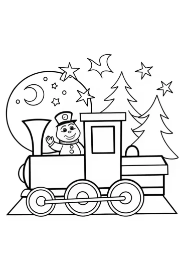 A coloring page of JJ’s Magical Train Ride Coloring Page