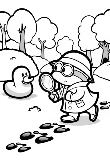 A coloring page of Minion Detective in a Whimsical World Coloring Page