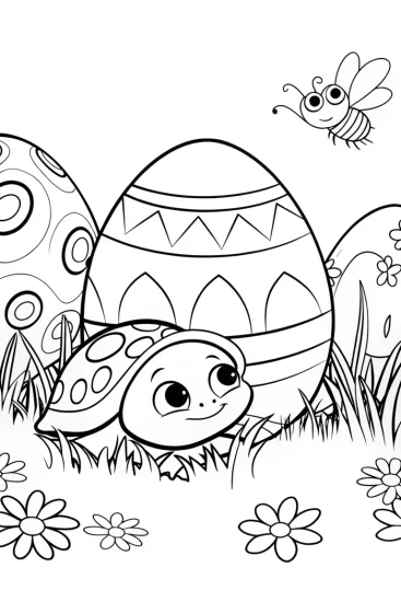 A coloring page of Easter Egg Garden Surprise Coloring Page