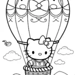 Hello Kitty’s Magical Balloon Ride Coloring Page