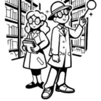 Anime Explorers in a Time-Traveling Library Coloring Page