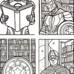 Avengers Assemble at the Cosmic Library Coloring Page