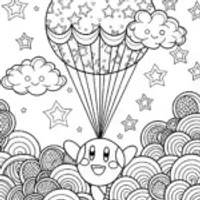 Kirby’s Whimsical Balloon Adventure Coloring Page