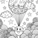 Kirby’s Whimsical Balloon Adventure Coloring Page