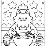 Muffin the Cat’s Enchanted Bakery Coloring Page