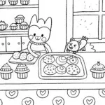 Kuromi’s Magical Bakery Coloring Page