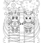 Heart-Powered Robot Friends Coloring Page
