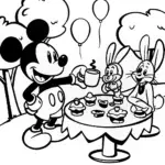 Mickey Mouse’s Whimsical Tea Party Coloring Page