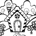 Gingerbread House Garden of Wonders Coloring Page