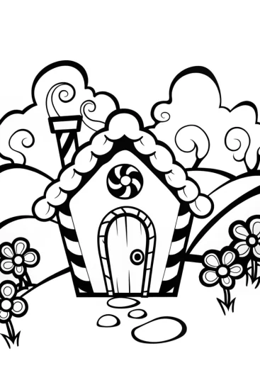 A coloring page of Gingerbread House Garden of Wonders Coloring Page
