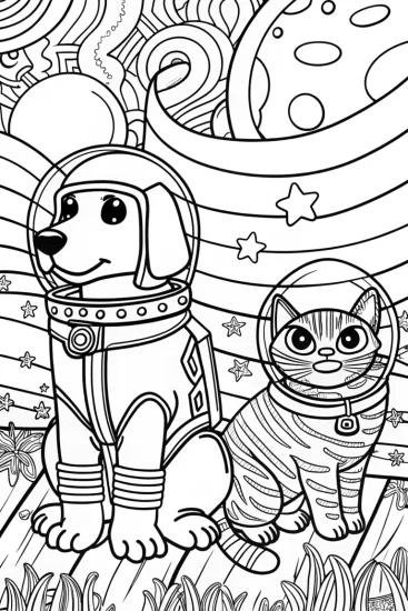A coloring page of Galactic Canine Squad Coloring Page