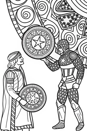 A coloring page of Captain America’s Time-Traveling Adventure Coloring Page