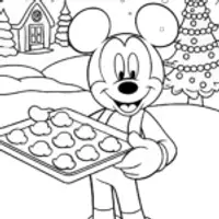 Mickey Mouse Christmas Cookie Parade Coloring Page