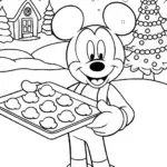 Mickey Mouse Christmas Cookie Parade Coloring Page