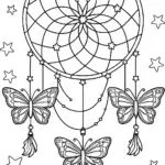Butterfly Dreamcatcher Coloring Page