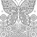 Butterfly Dreams in a Mosaic Garden Coloring Page