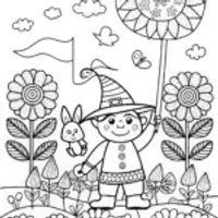 Gnome Gardener with a Friendship Parade Coloring Page