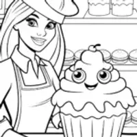 Barbie’s Enchanted Bakery Coloring Page