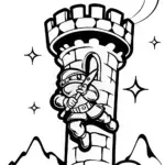 Ninja Starry Night Climb Coloring Page