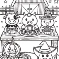 The Halloween Farm Feast Coloring Page