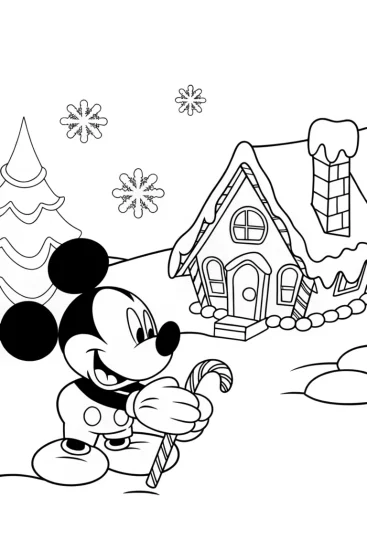 A coloring page of Mickey’s Christmas Cookie Adventure Coloring Page