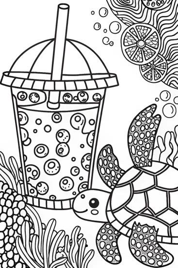 A coloring page of Octonauts’ Bubble Tea Party Coloring Page