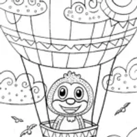 Huggy Wuggy’s Dreamy Balloon Ride Coloring Page