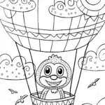 Huggy Wuggy’s Dreamy Balloon Ride Coloring Page
