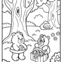 Cheer Bear and Funshine Bear Treasure Hunt Coloring Page