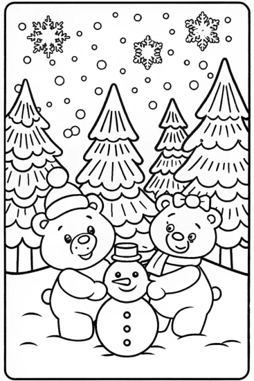 A coloring page of Care Bears Winter Wonderland Coloring Page