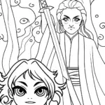 Demon Slayer and Spirit Coloring Page