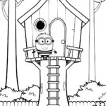 Minion’s Magical Treehouse Adventure Coloring Page