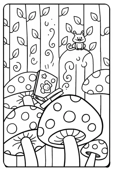 A coloring page of Stitch’s Creative Adventure in the Forest Coloring Page