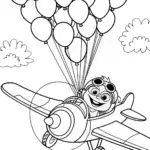 Huggy Wuggy takes flight with balloons
