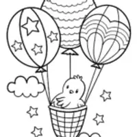Chick’s Dreamy Balloon Adventure Coloring Page