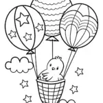 Chick’s Dreamy Balloon Adventure Coloring Page