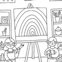 Rainbow High Students Creative Workshop Coloring Page