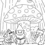Gnome Under a Canopy of Whimsy Coloring Page