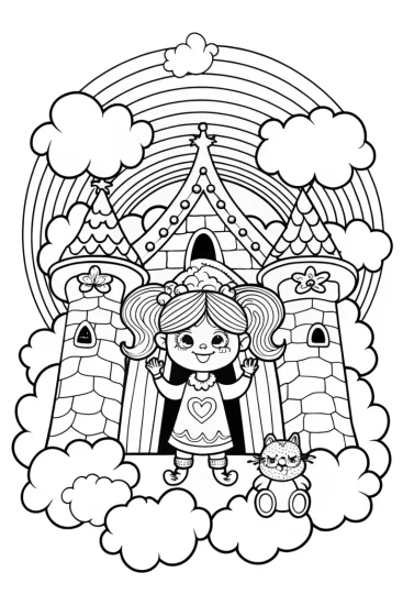 A coloring page of Gabby’s Magical Cloud Castle Coloring Page