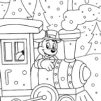 Mickey Mouse Christmas Train Adventure Coloring Page