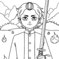 Young Demon Slayer Elemental Coloring Page
