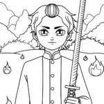Young Demon Slayer Elemental Coloring Page