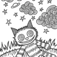 Huggy Wuggy Under the Starry Sky Coloring Page