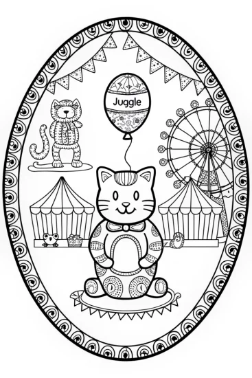 A coloring page of Juggle’s Carnival Adventure Coloring Page