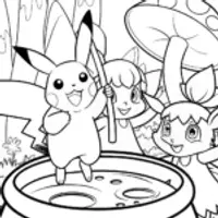 Pikachu’s Potion Party Coloring Page