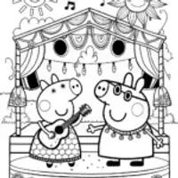 Peppa Pig at the Joyful Music Festival Coloring Page